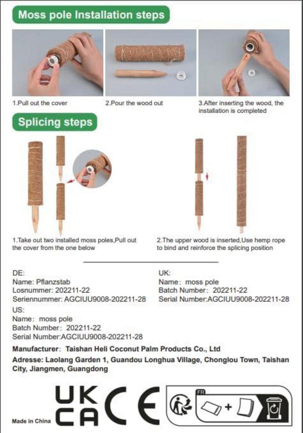 Monstera Rankhilfe 6x 30cm Pflanzstäbe Kokos Moosstab für Kletterpflanzen