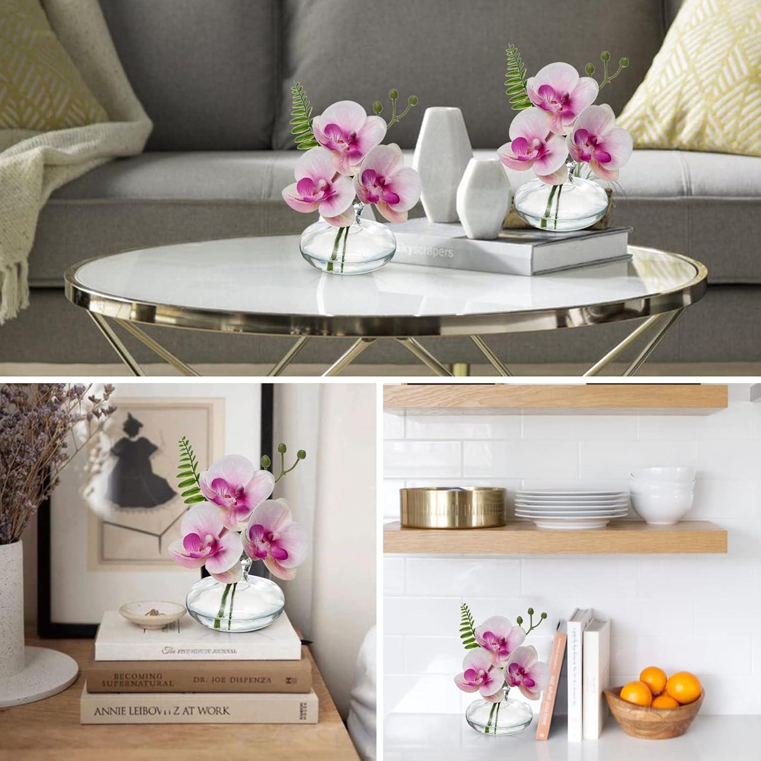 3er Set Kunstblumen Künstliche Orchideen Dekoblumen Glasvase