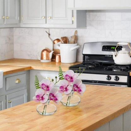 Kunstblumen Set Orchideen Glasvase Dekoblumen Badzimmer Wohnzimmer