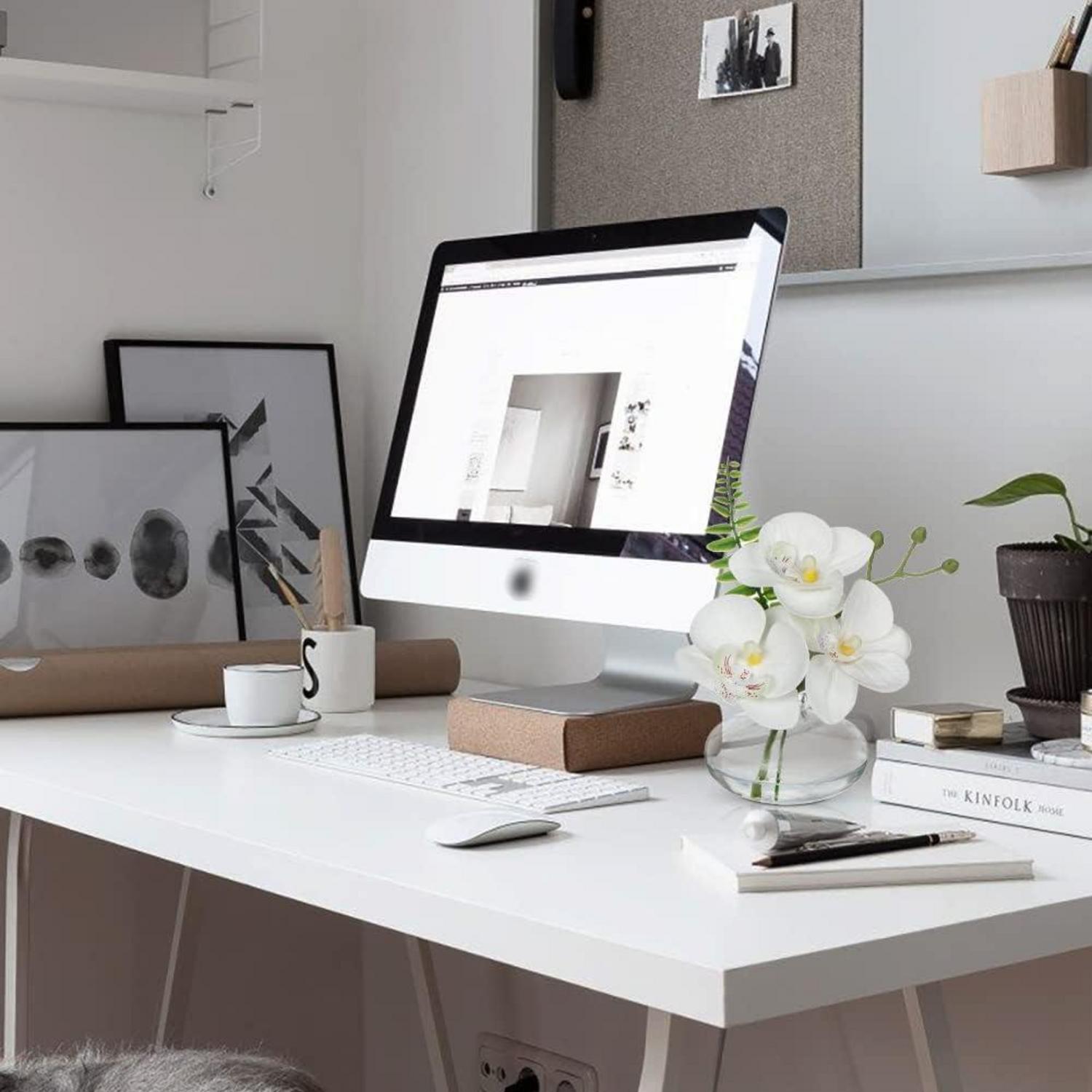 Künstliche Orchideen Set Künstliche Deko Blumen mit Glasvase 3er Set