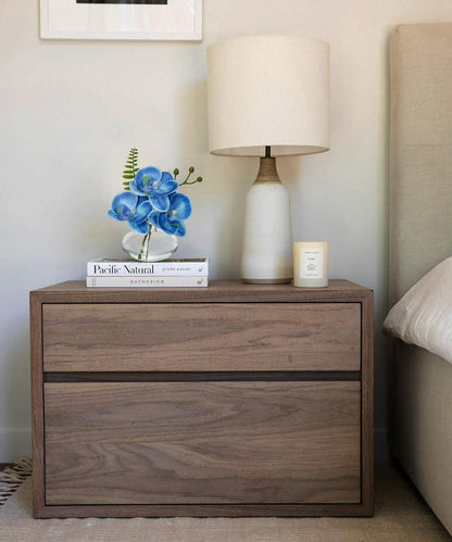 Künstliche Orchideen 3er Set Dekoblumen Glasvase Wohnzimmer Bad Blau