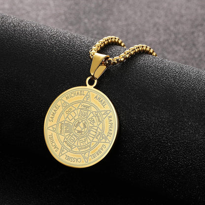 Erzengel Siegel Medaille Halskette Talisman Amulett Edelstahl Schmuck