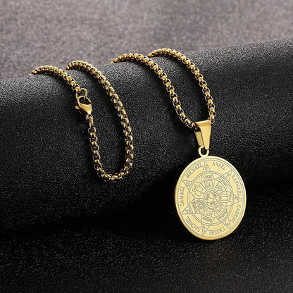 Halskette Herren 7 Erzengel Siegel Medaille Talisman Edelstahl Solomon Schmuck