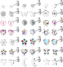 21Paar Kleine Ohrstecker Set Chirurgenstahl Zirkonia Blume