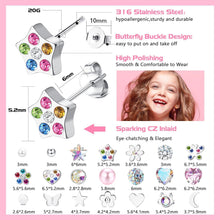 21Paar Kleine Schmetterling Blume Herz Zirkonia Ohrstecker