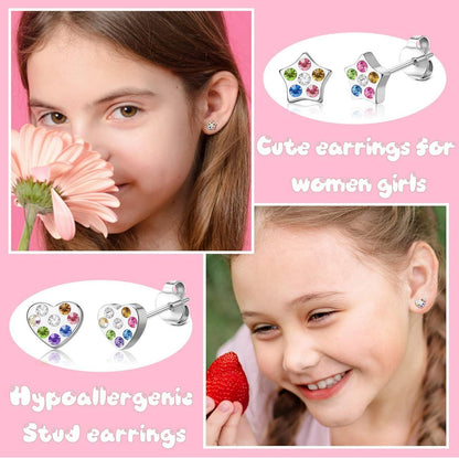 21Paar Kleine Ohrstecker Set Chirurgenstahl Zirkonia Blume