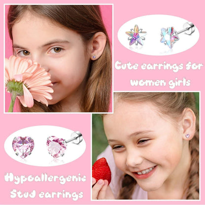 21Paar Kleine Ohrstecker Set Zirkonia Hypoallergen Spiralrücken