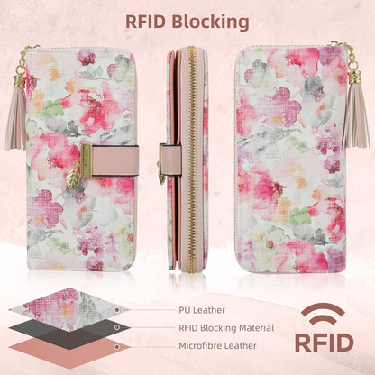 Damen Geldbörse RFID Schutz 19 Fächer 100% Kunstleder
