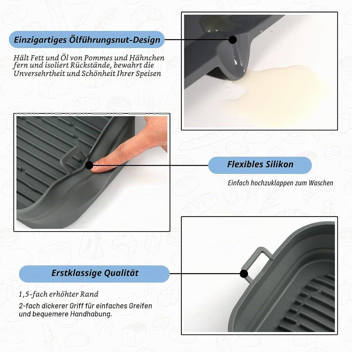 Silikonform für Heißluftfritteuse – Wiederverwendbar & Antihaft