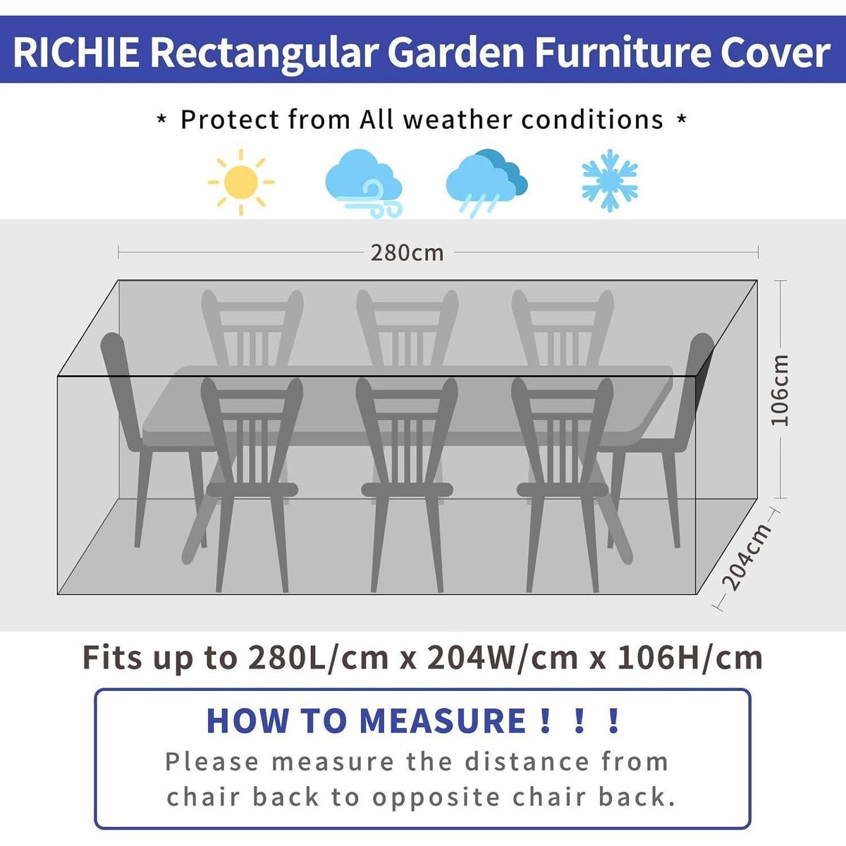 Wasserdichte Gartenmöbel Abdeckung 280x204x106cm Transparent