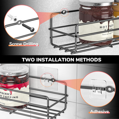 Wandregal Gewürzregal Edelstahl Schwarz 6er Organizer Ohne
