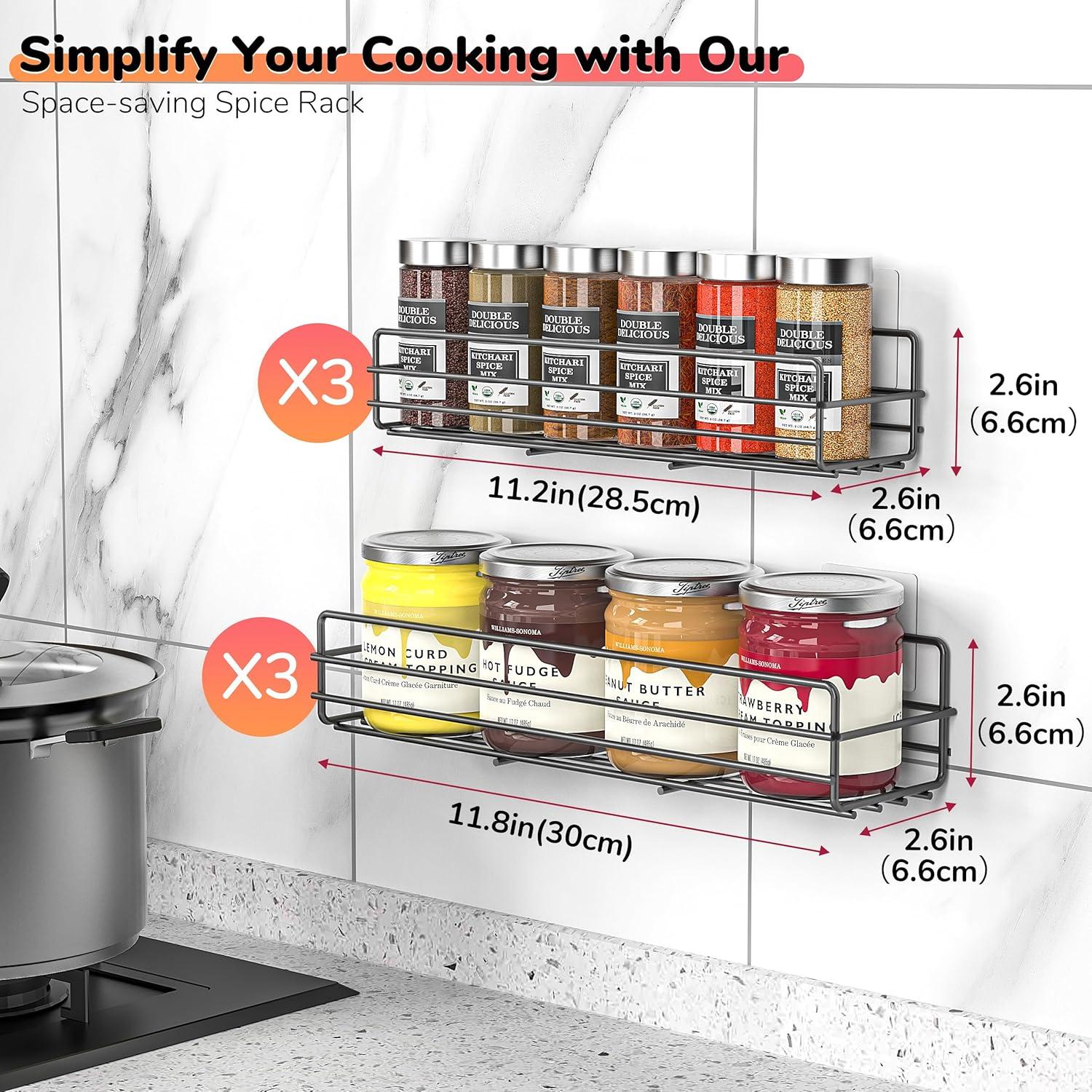 Gewürzregal Wandregal 6er Edelstahl Ohne Bohren Hängend Schwarz