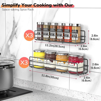 Gewürzregal Wandregal 6er Edelstahl Ohne Bohren Hängend Schwarz