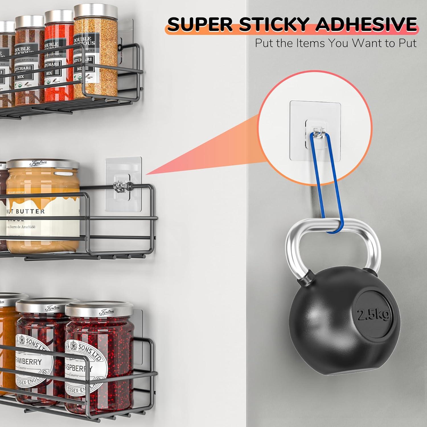 Gewürzregal Wandregal 6er Stainless Steel Schwarz Rostfrei Hängend