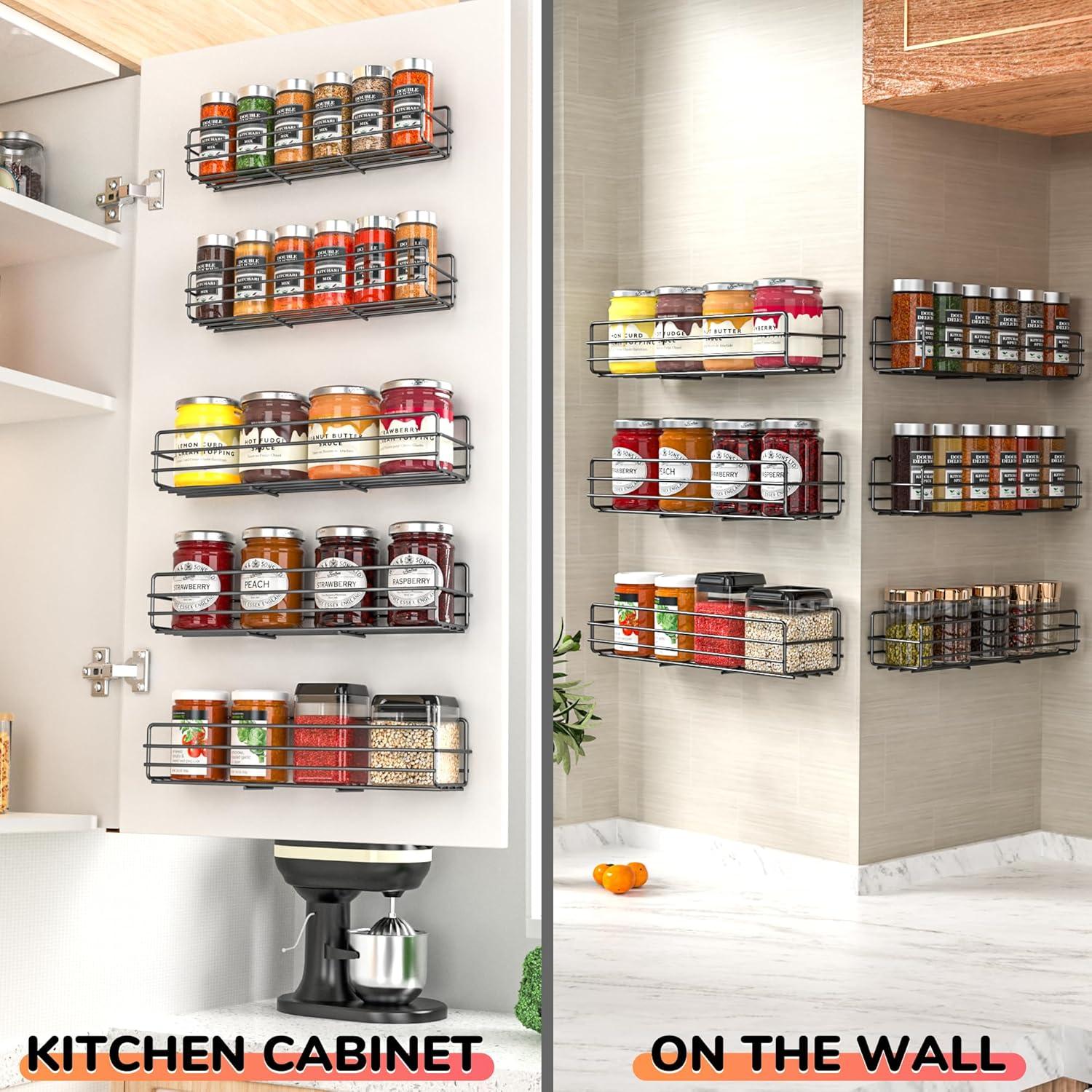 Gewürzregal Wandregal 6er Edelstahl Ohne Bohren Hängend Schwarz