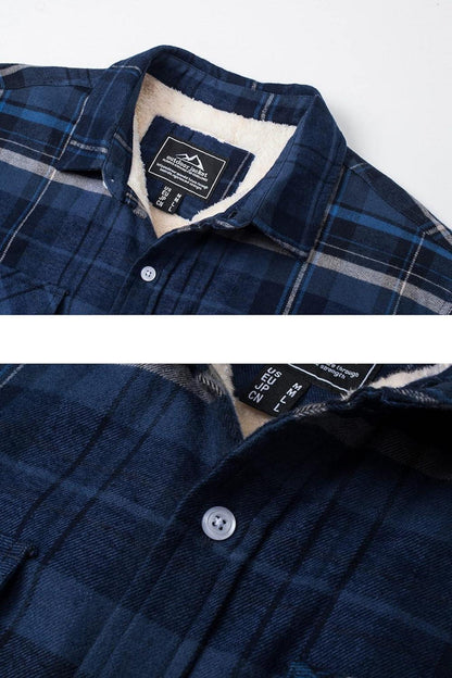 Herren Fleece Thermohemd Warm Flanell Winterjacke Blau Grau