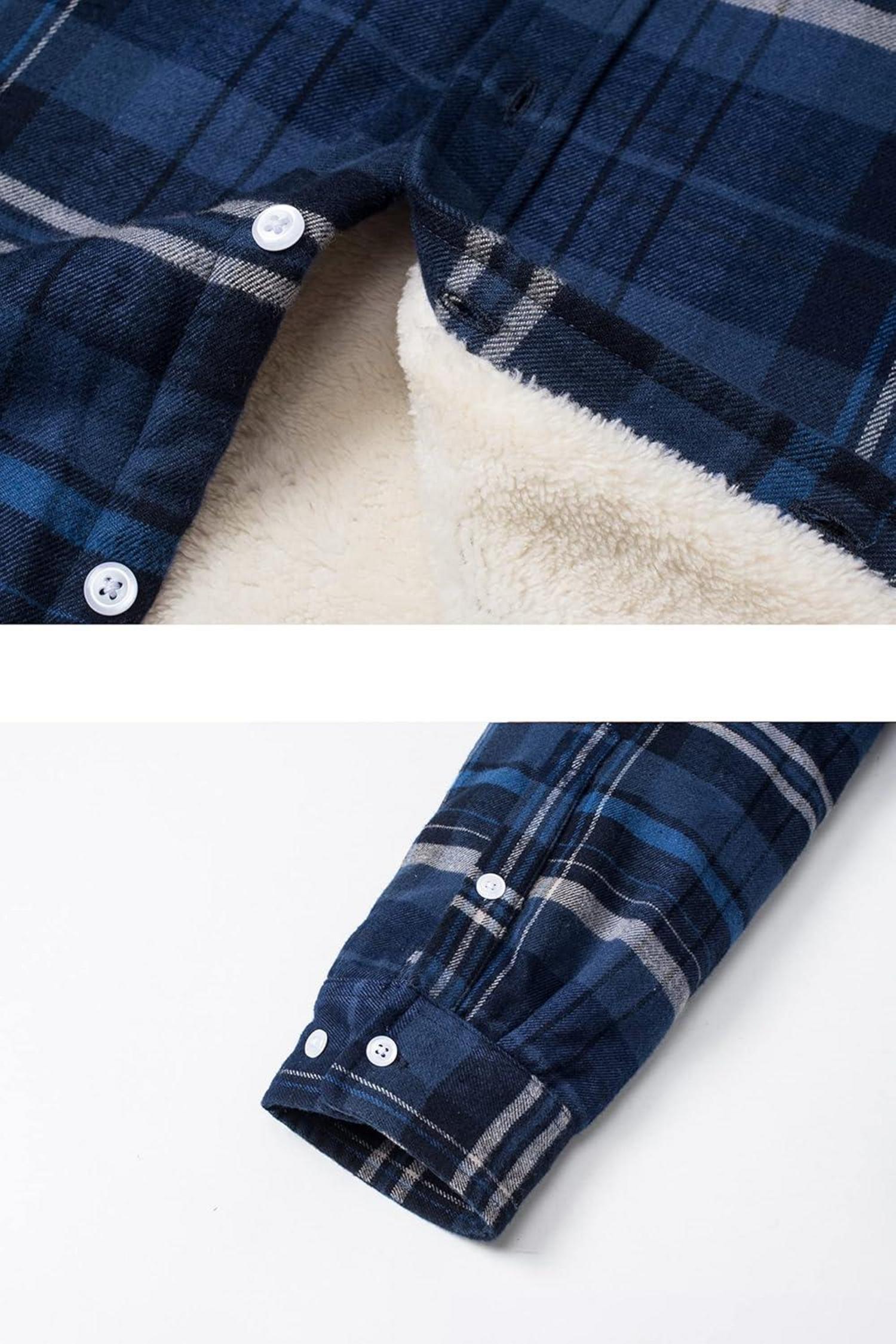 TACVASEN Herren Thermohemd Fleece Flanell Winterjacke S Blau