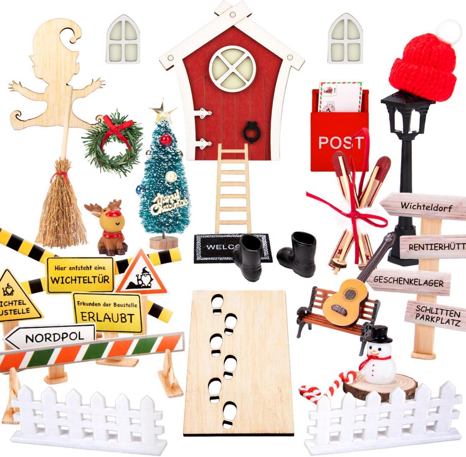 Wichteltür Set 35PCS Zubehör Baustelle Geschenke Mädchen Junge Feentür