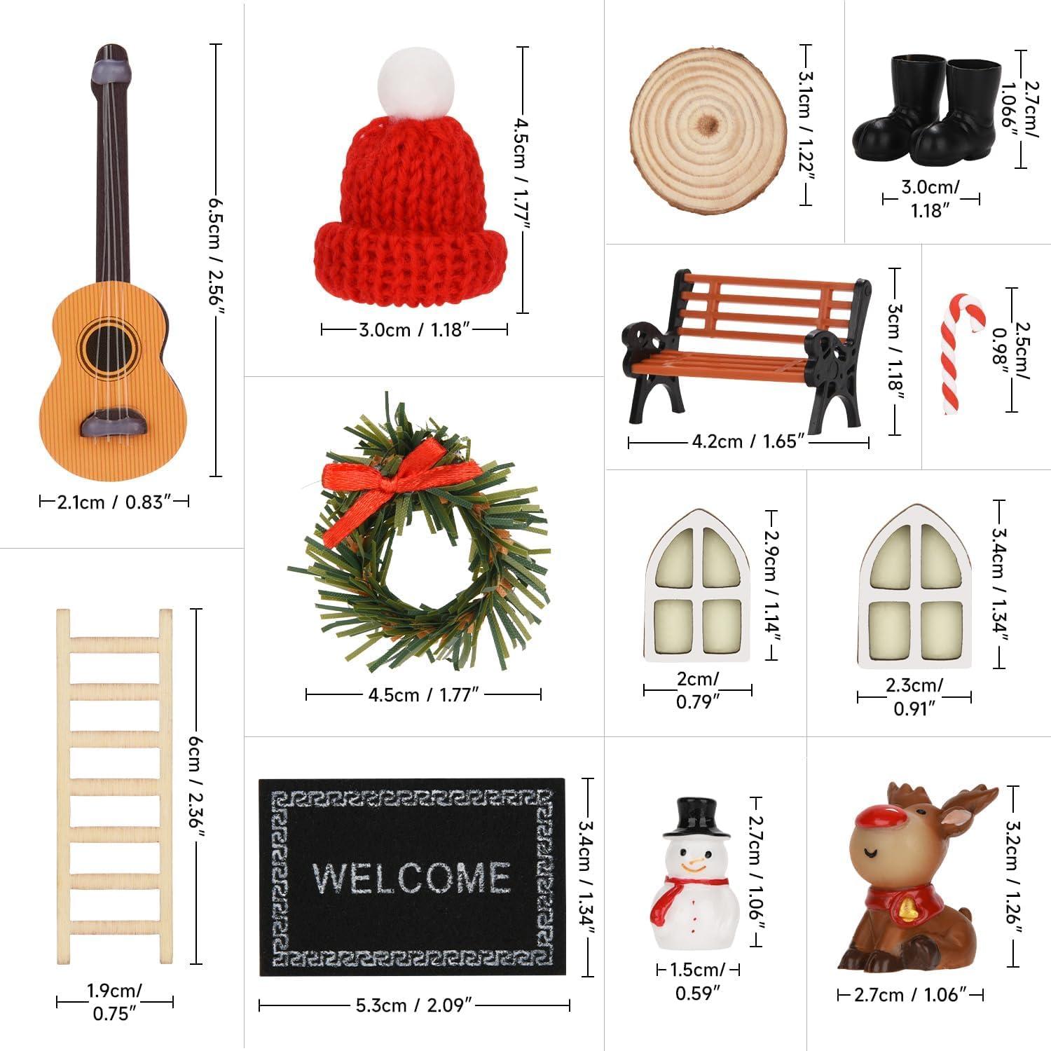 Wichteltür Set 35PCS Wichtel Zubehör Mädchen Junge Weihnachtsdeko Neuheiten