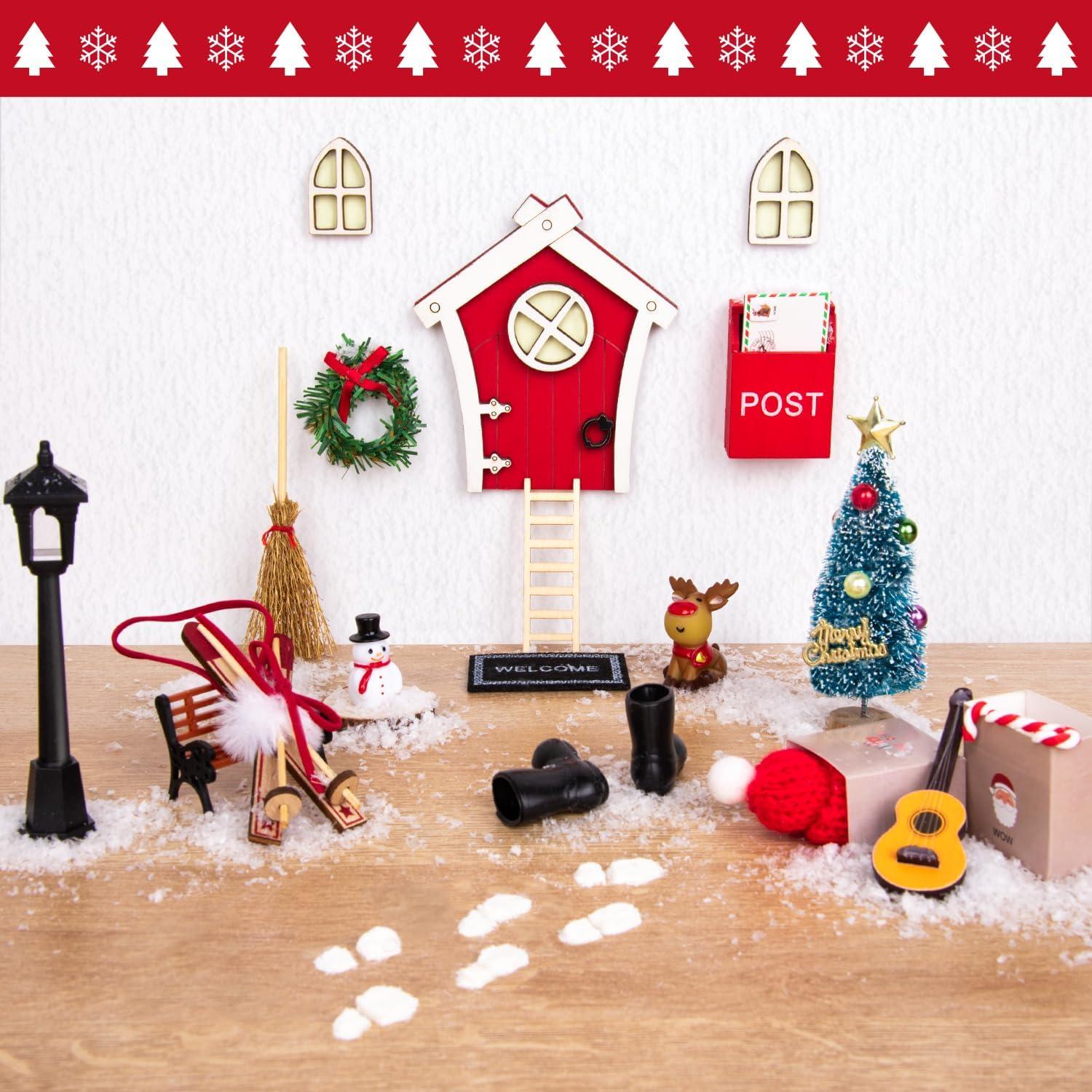 Uuams Wichteltür Set 35PCS mit Zubehör Baustelle Weihnachtsbaum