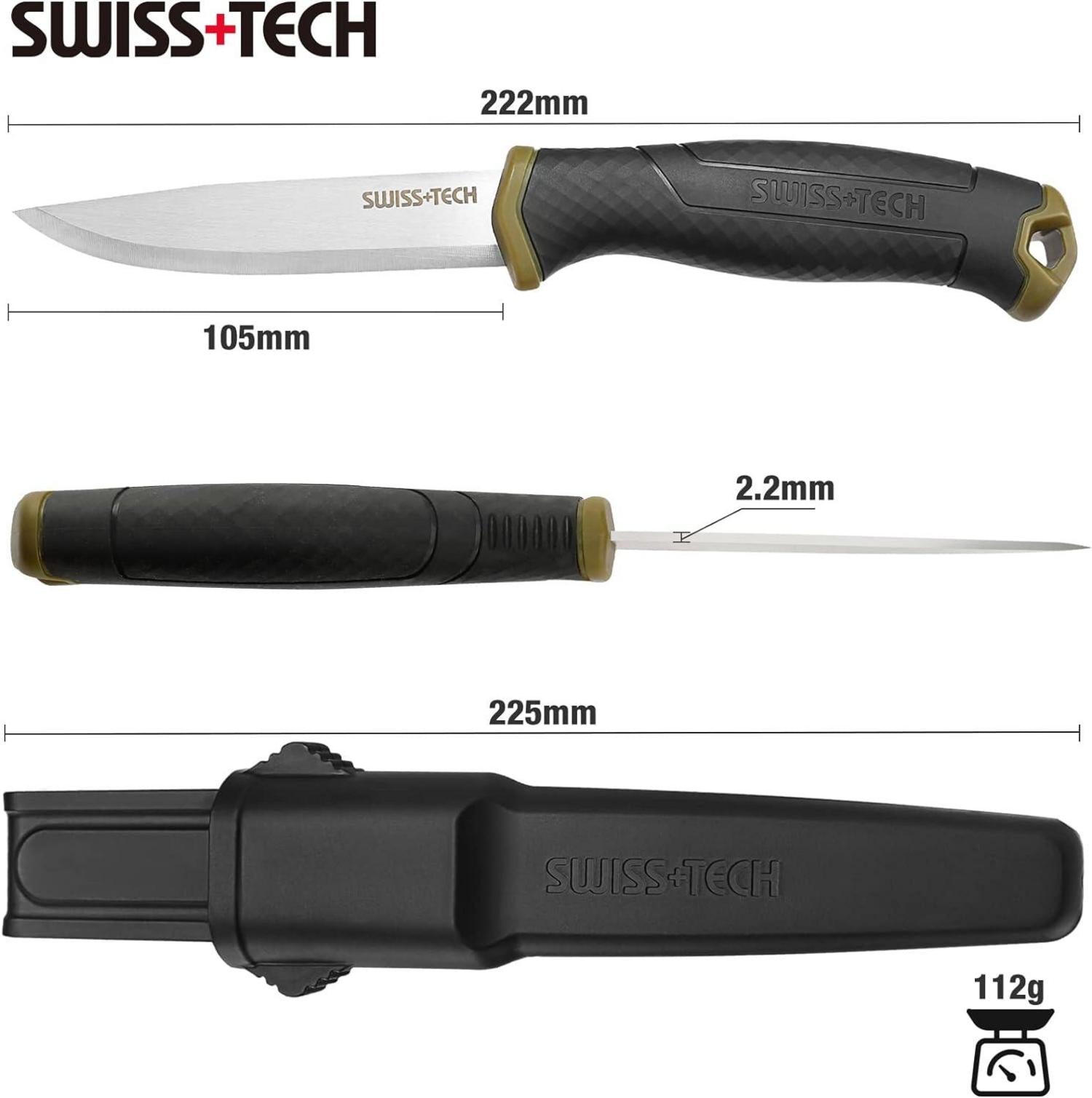 Swiss+Tech Outdoor Survival Messer mit feststehender Klinge