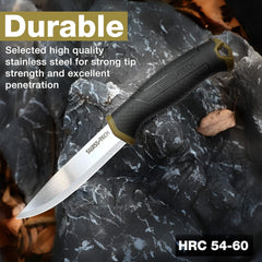 Survival Messer mit feststehender Klinge und Scheide Bushcraft_Msk