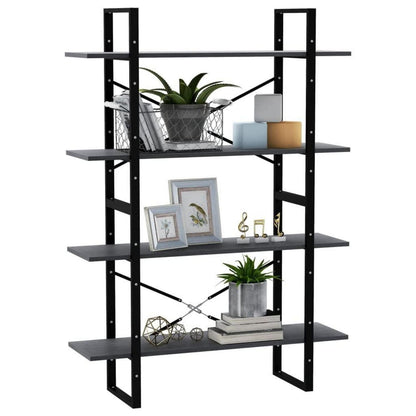 Bücherregal 100x30x140 cm 4 Fächer Kiefer Massivholz Grau