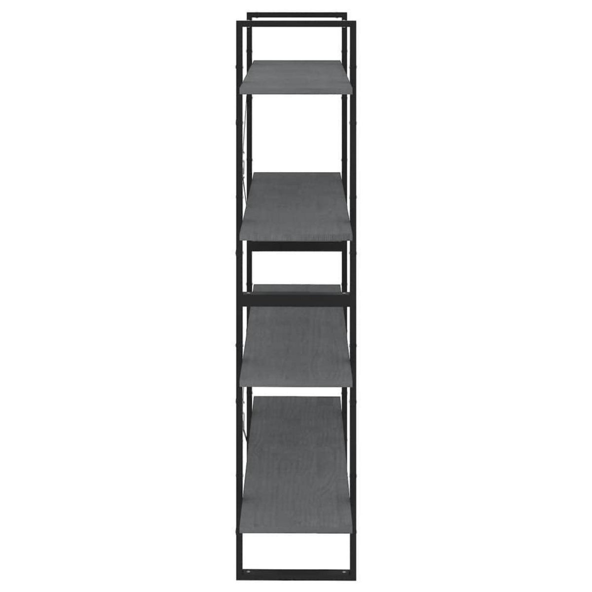Bücherregal 100x30x140 cm 4 Fächer Kiefer Massivholz Grau
