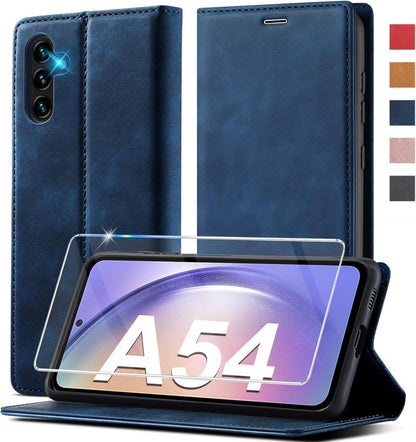 Samsung Galaxy A54 5G Handyhülle Leder Flip Wallet 360° Schutz Blau