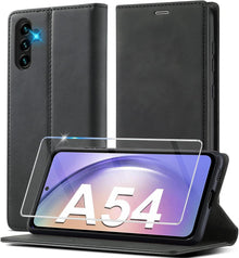 Samsung Galaxy A54 5G Hülle Leder Klappbar mit Schutzfolie