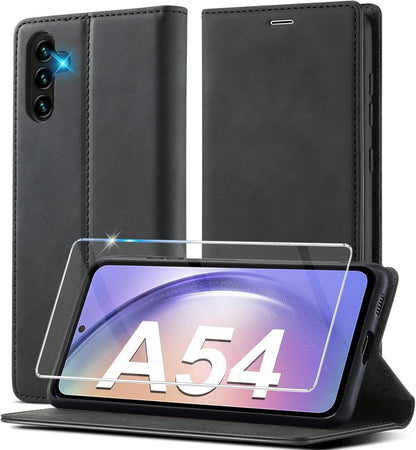 Samsung Galaxy A54 5G Hülle Leder Klappbar mit Schutzfolie