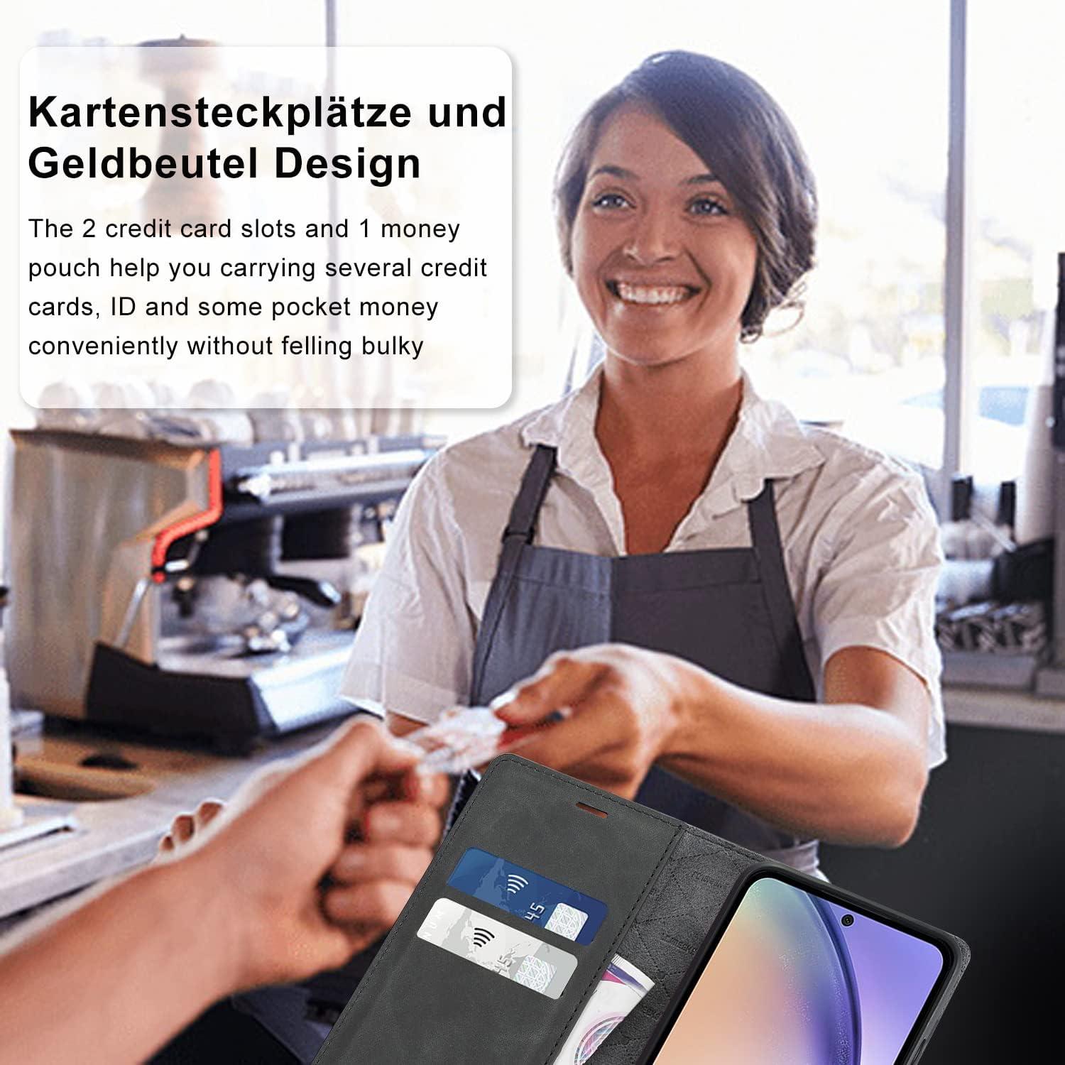 Ailicici Samsung Galaxy A54 5G Hülle Leder mit Schutzfolie - Klapphülle Wallet Case