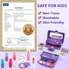 Schminkkoffer Mädchen 54PCS Waschbar Kinderschminke Set Spielzeug 3-12 Jahre A-purple