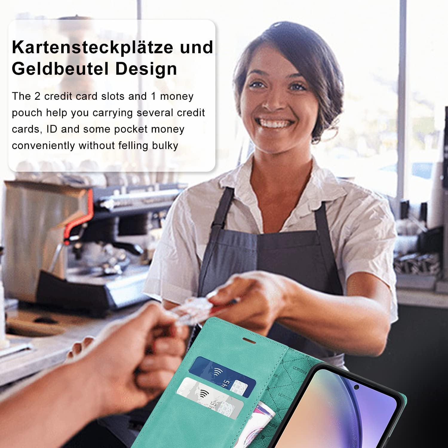 Handyhülle Samsung Galaxy A54 5G Leder Wallet Flip Case Grün
