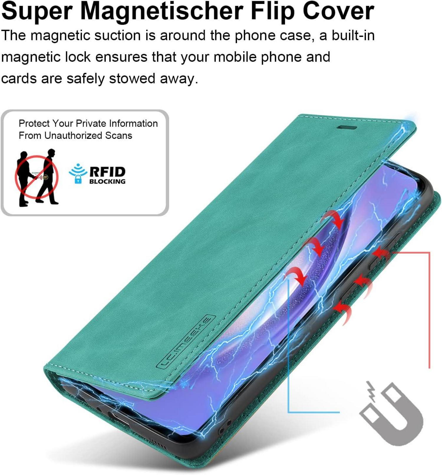 Handyhülle Samsung Galaxy A54 5G Leder Flip Wallet Schutzfolie Grün