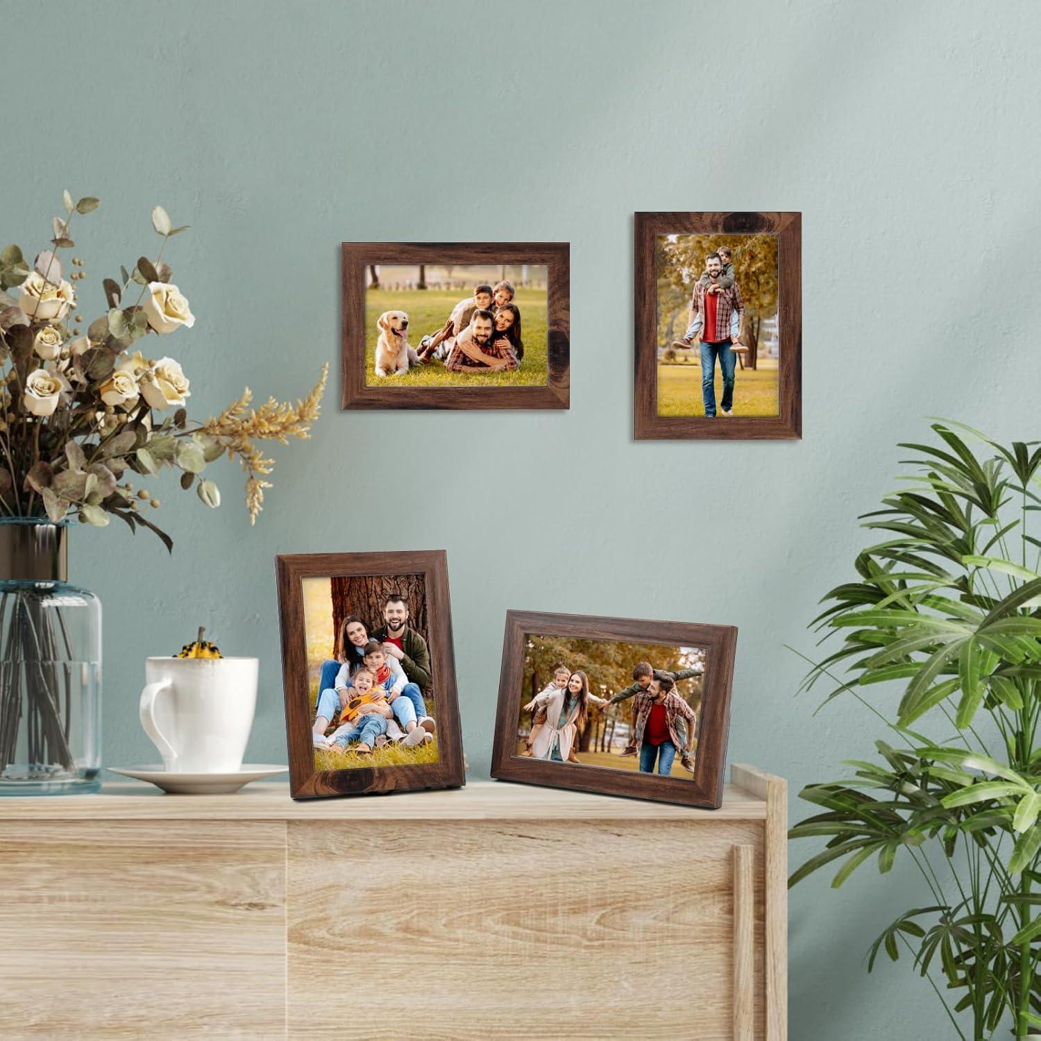 Bilderrahmen Set 10x15cm Braun Holzoptik Collage Plexiglas 12er