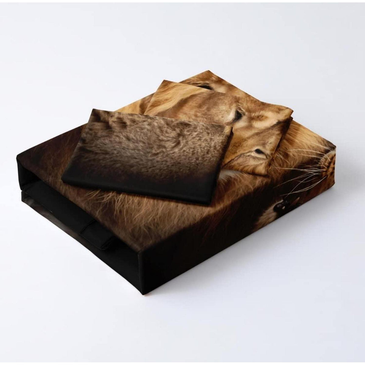 3D Löwen Bettwäsche 135x200 - 4tlg. Wendebettwäsche Mikrofaser
