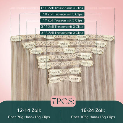 Blond Echthaar Clip-in Extensions – Remy Menschenhaar 45cm