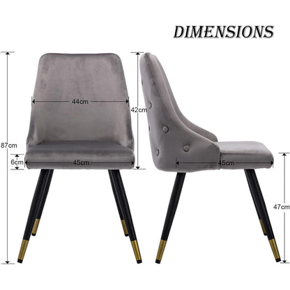 Samt Esszimmerstühle 2er Set – Modern & Komfortabel Grau
