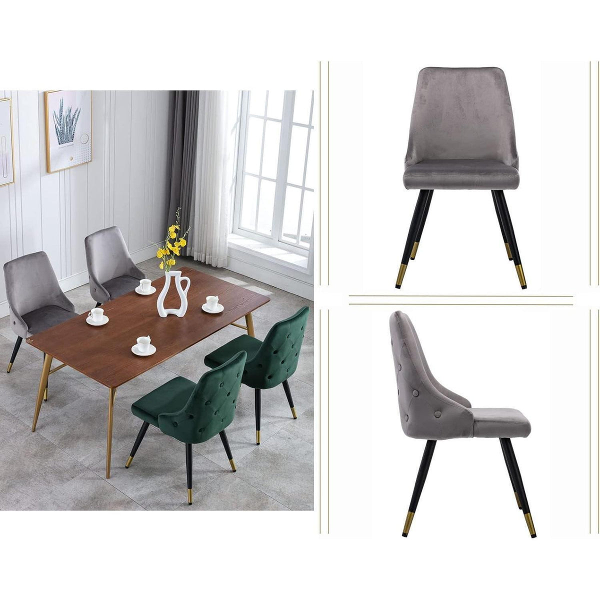 Samt Esszimmerstühle 2er Set – Modern & Komfortabel Grau