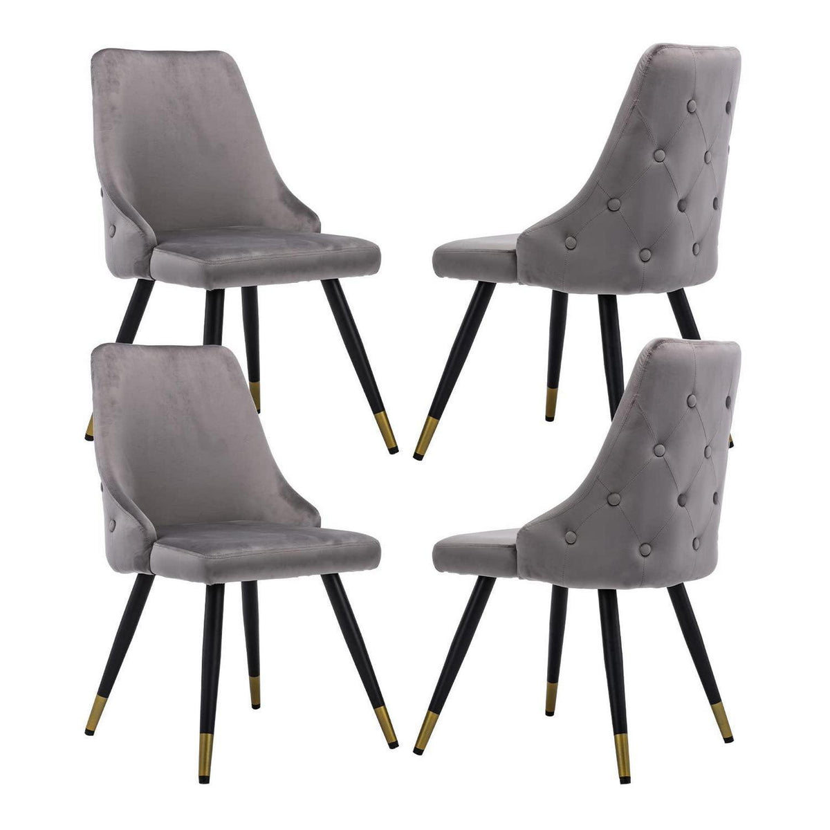 Samt Esszimmerstühle Set 4er – Modern & Komfortabel Grau