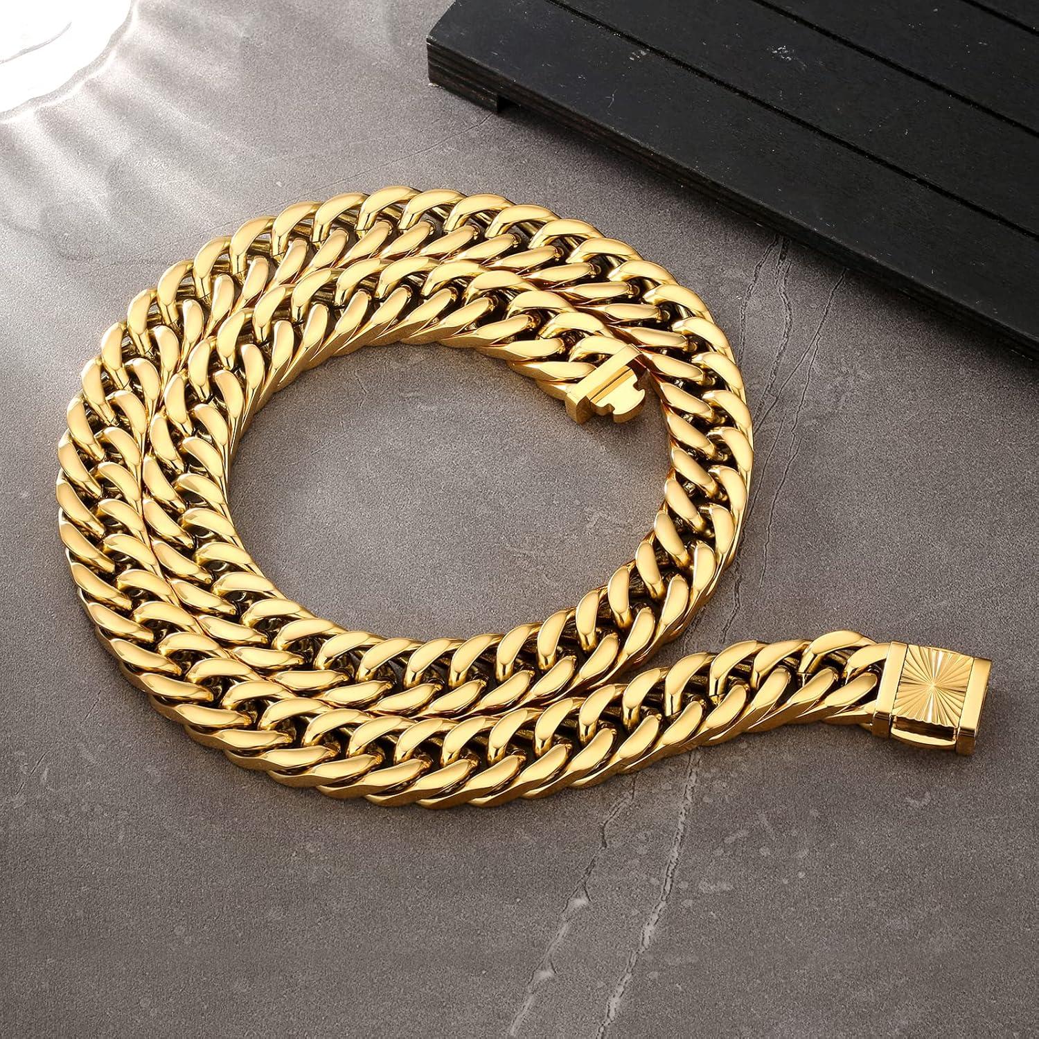 Goldkette Cuban Link Chain Herren 14mm 55.9cm Golden