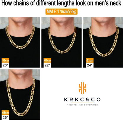 Hochwertiges 14mm Gold Armband Cuban Link Chain Herren Edelstahl 55.9cm