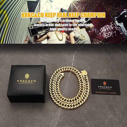 Panzerkette Herren 8-14mm Edelstahl Cuban Link Chain Gold Silber Hip