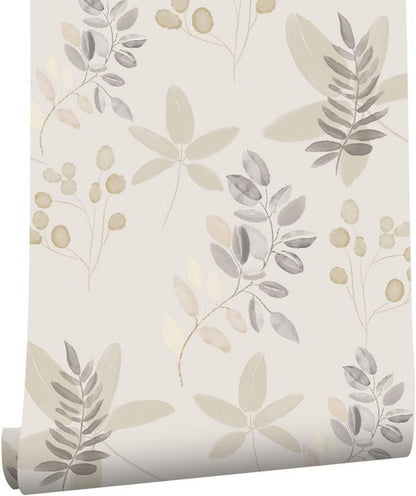 Selbstklebende Tapete Floral Blätter Weiß Grau 0.4W x 3L m