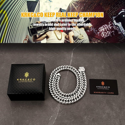 Panzerkette Armband Herren Edelstahl 18K Gold Weißgold beschichtet