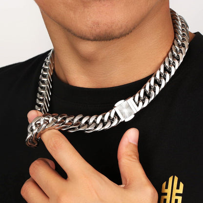 KRKC&CO 14mm Panzerkette Armband Herren Edelstahl Cuban Link Chain Silberkette
