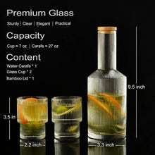 Glas Nachttisch Wasserkaraffe Set mit Deckel, Vintage