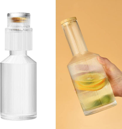 ALINK Glas-Nachttisch-Wasserkaraffe & Becher Set - Vintage 765ml