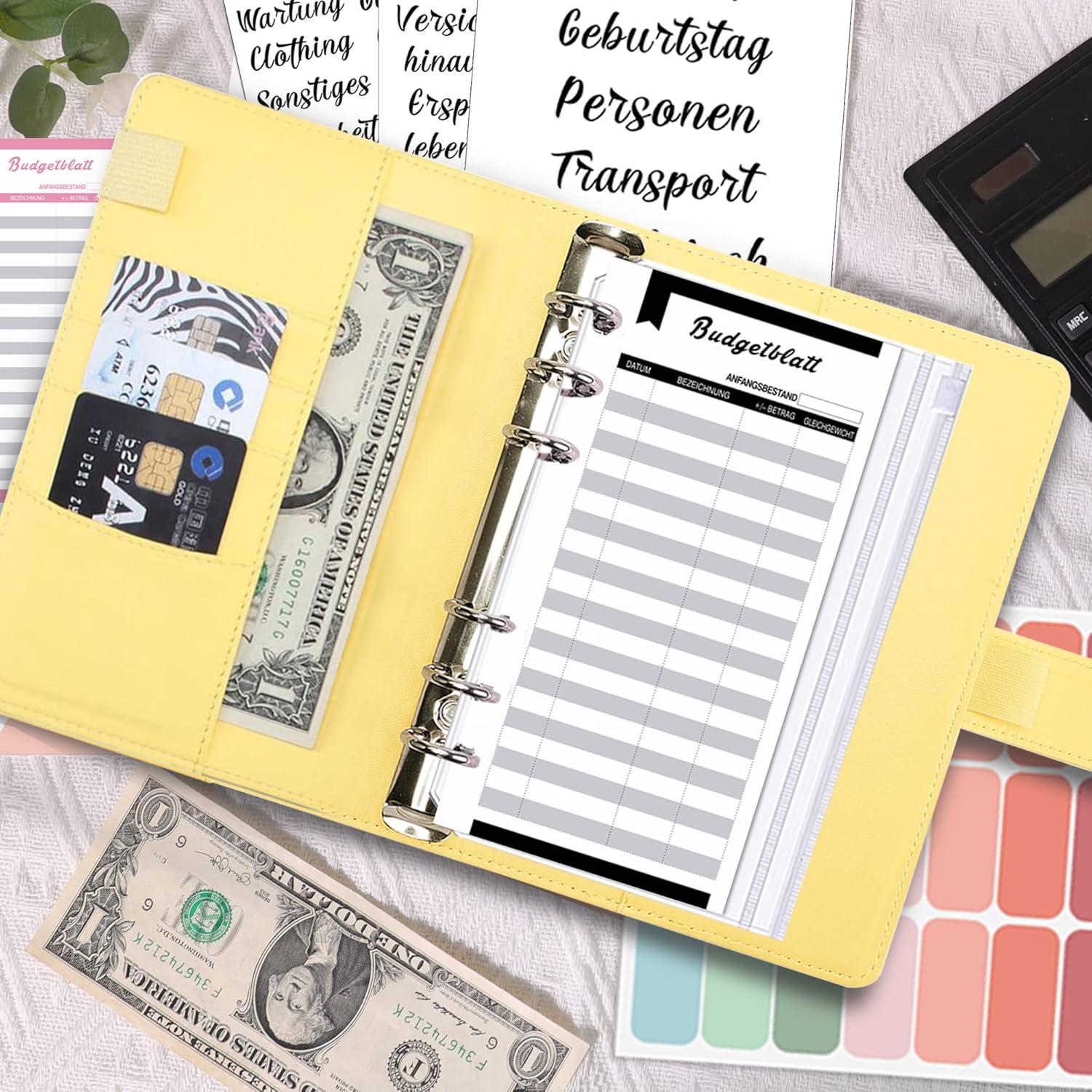 A6 Binder Budget Planner Deutsch Geld Organizer mit 12 Binder Taschen & Budgetblätter